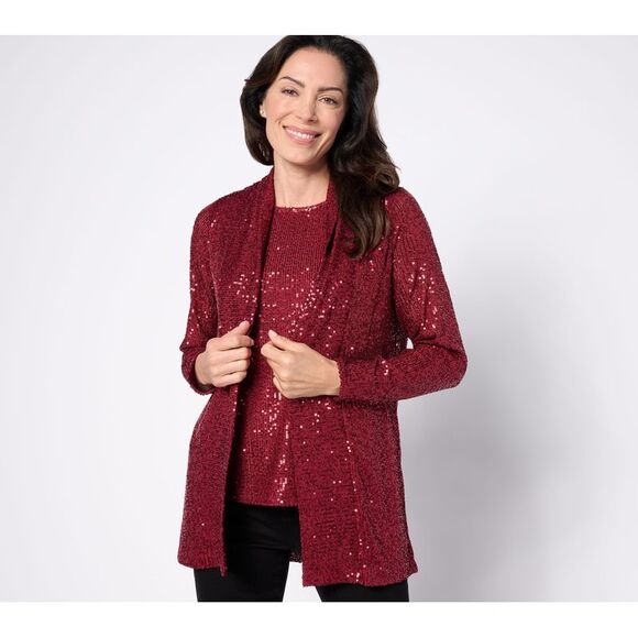 Belle by Kim Gravel Women's Top Plus Sz Sweater 3X Jingle Belles Red A624266 - Picture 1 of 4
